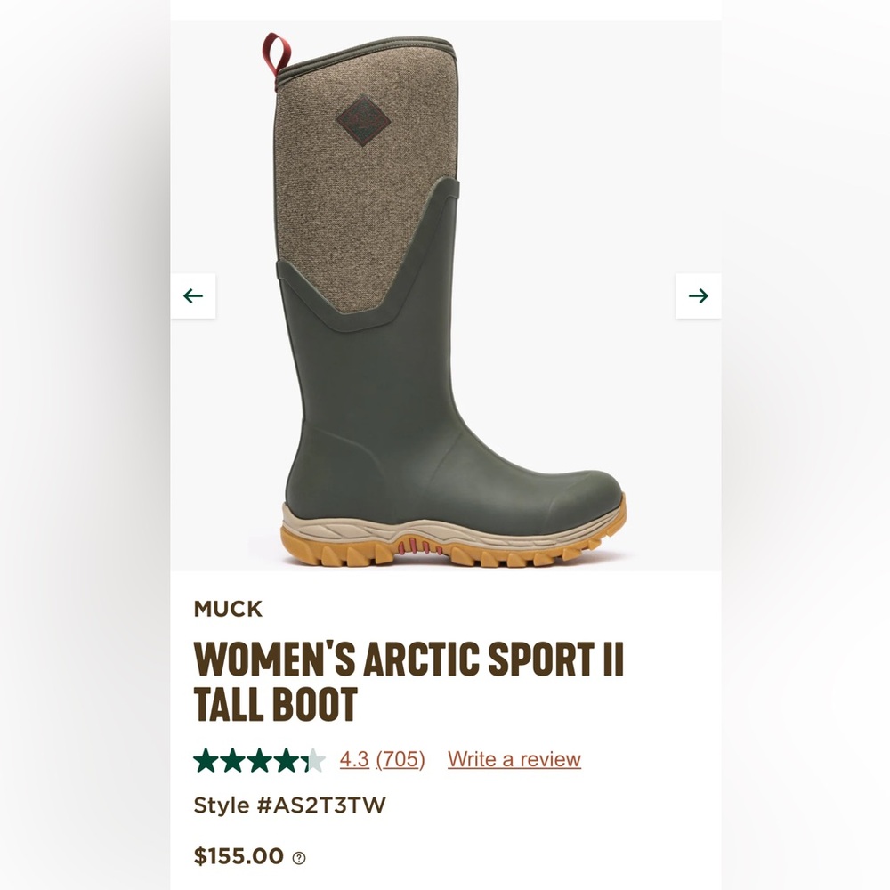 NWT muck boots Women's Arctic Sport II Tall Boot - Olive